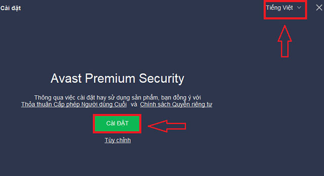 cài đặt avast Premier Premium Security