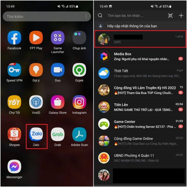 Cách thu hồi tin nhắn zalo trên điện thoại