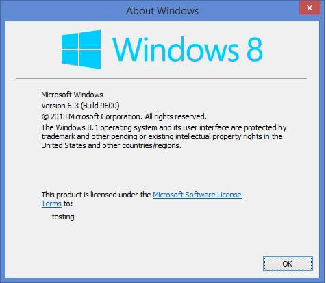 Kiểm tra phiên bản Win trên hệ điều hành Windows 8
